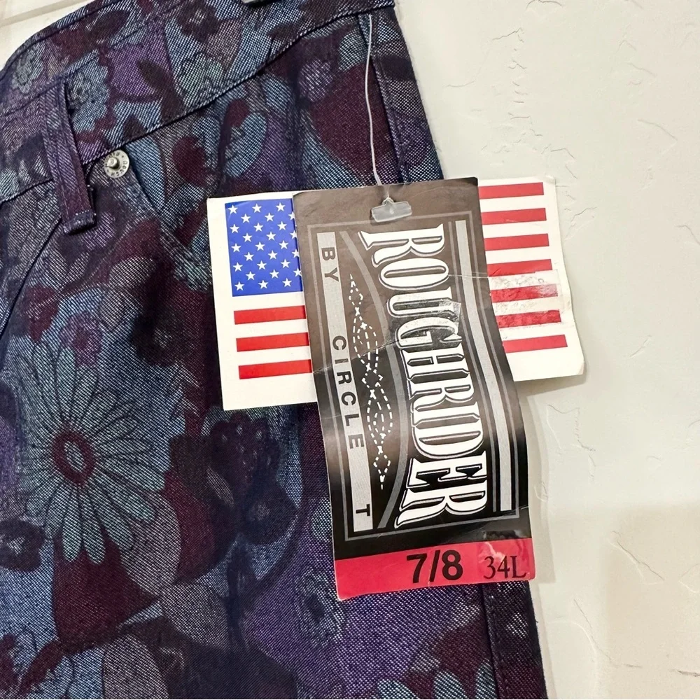 Vintage Roughrider by Circle T Deadstock Floral Retro Style Jeans - Picture 5 of 9